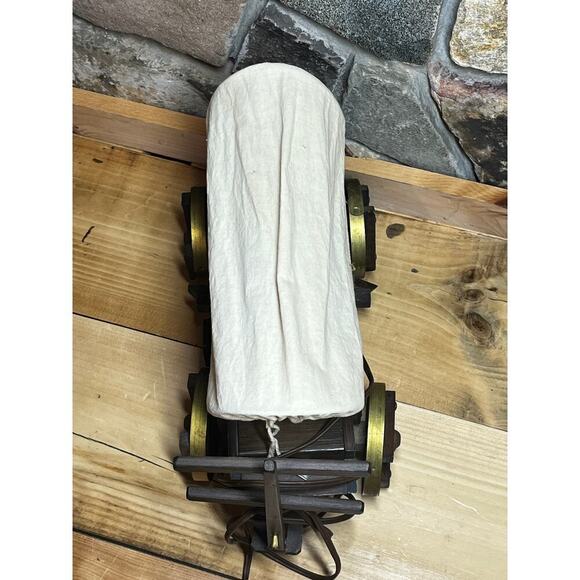 Vintage Wooden Hand Made Wagon Table/Night light lamp. Covered. Western. Handle - Picture 4 of 7